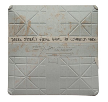 Game Used Base From Derek Jeters Final Game at Comerica Park (MLB Authenticated)